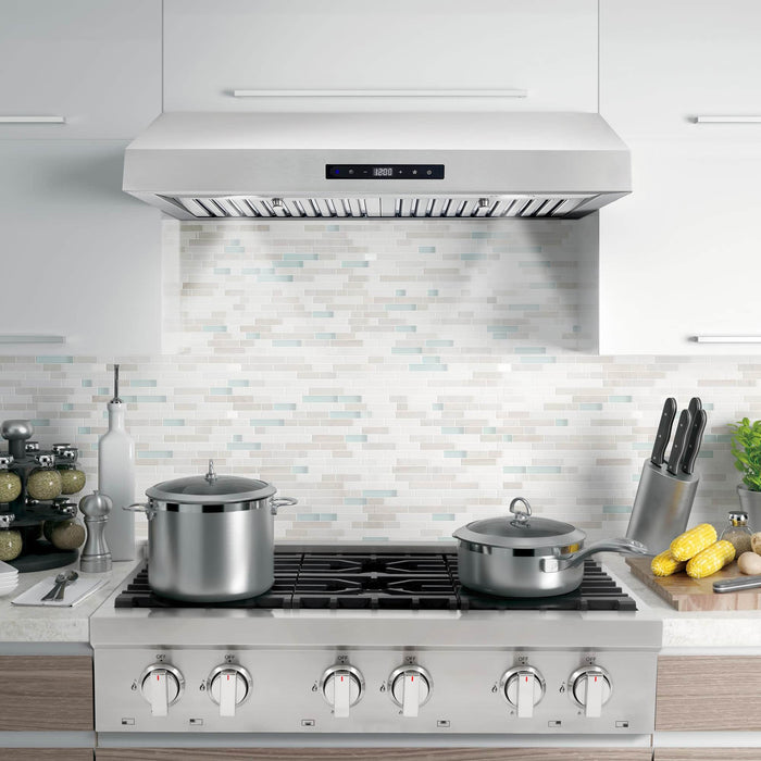 Cosmo 4-Piece Appliance Package - 30-Inch Gas Range, Under Cabinet Range Hood, Dishwasher and Refrigerator in Stainless Steel (COS-4PKG-255) Cosmo