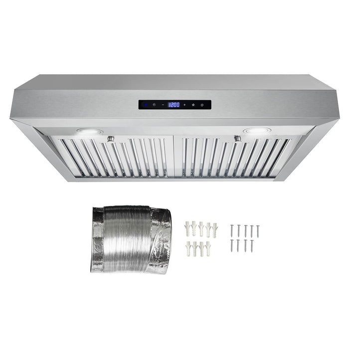 Cosmo 4-Piece Appliance Package - 30-Inch Gas Range, Under Cabinet Range Hood, Dishwasher and Refrigerator with Water Dispenser in Stainless Steel (COS-4PKG-710) Cosmo