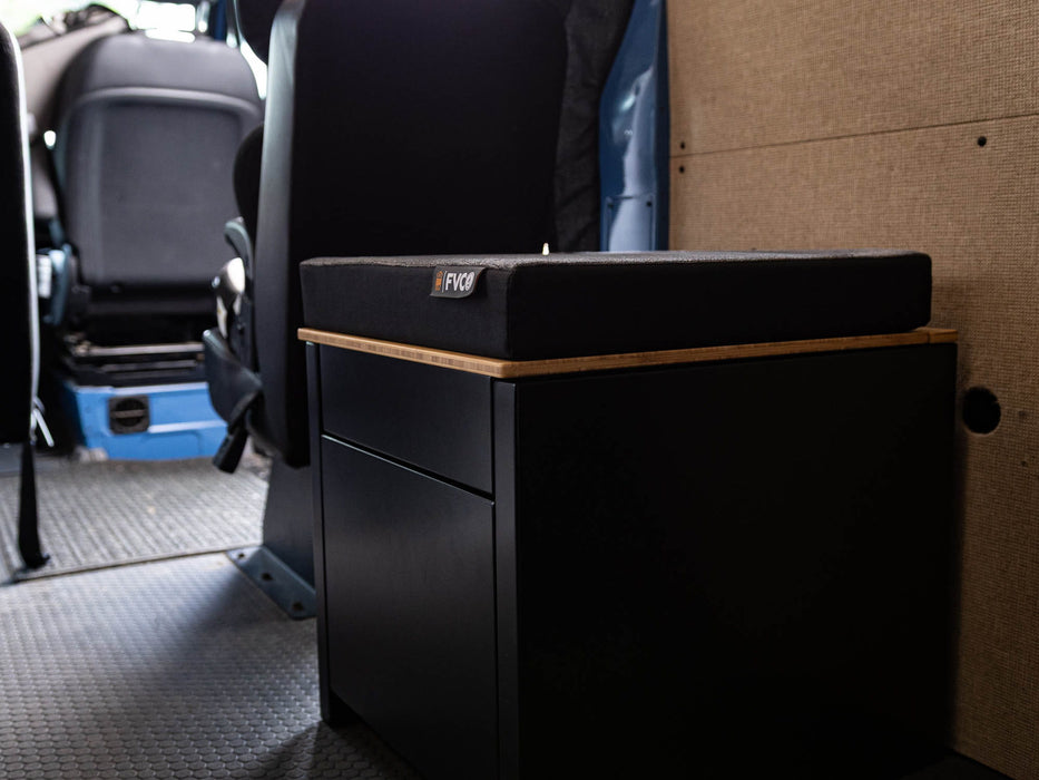 Flatline Van Co. Travel Van Portable Toilet Cubby – installed on vehicle, image 6 of 14