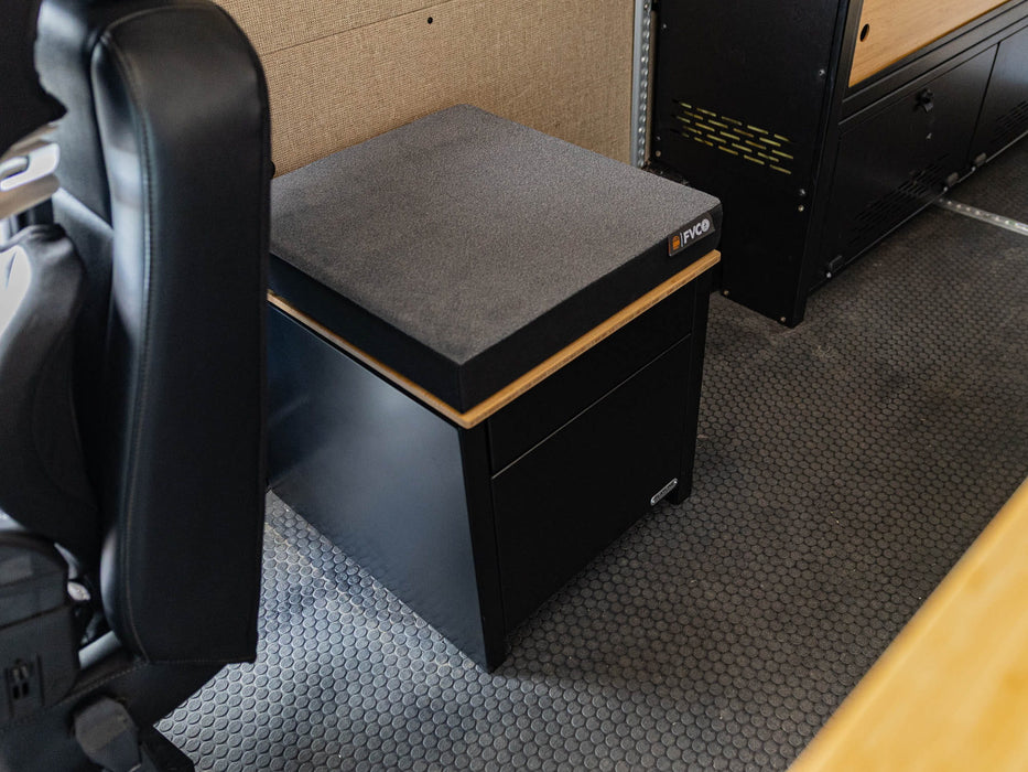 Flatline Van Co. Travel Van Portable Toilet Cubby – installed on vehicle, image 3 of 14