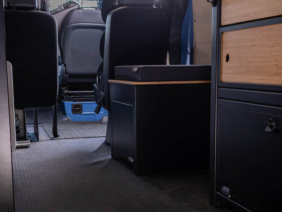 Flatline Van Co. Travel Van Portable Toilet Cubby – installed on vehicle, image 7 of 14