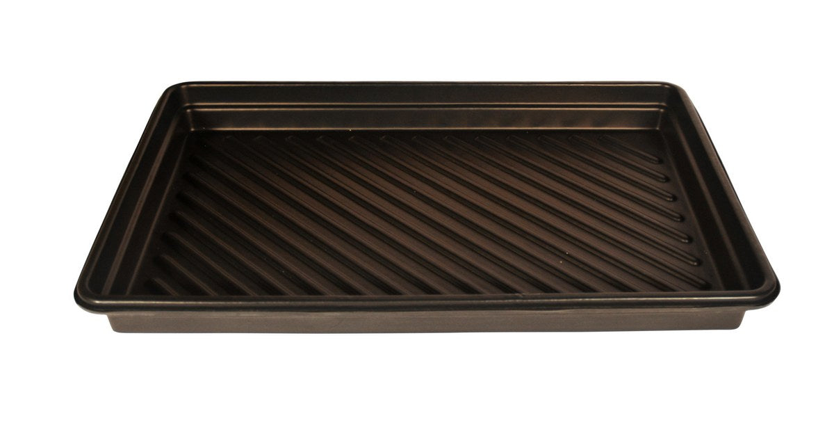 Vestil UT-TRAY-2436 Heavy-Duty Polyethylene Utility Tray 24 in. x 36 in. 18 Gallon Sump Capacity Black