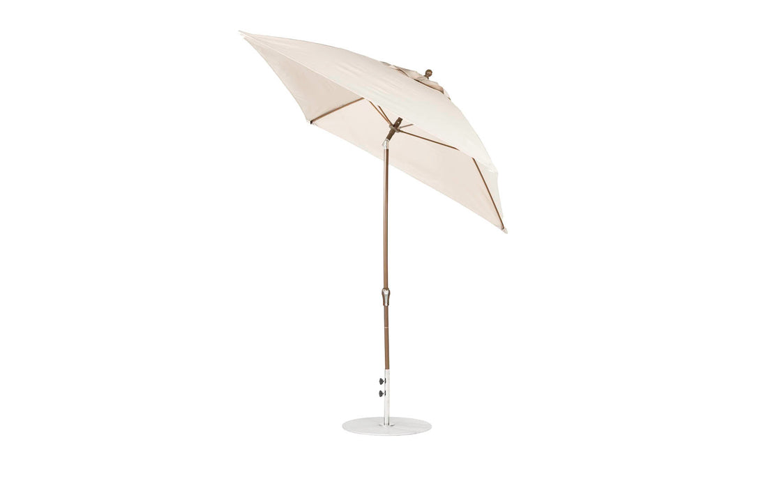Ledge Lounger Essential Umbrella 7.5' Octagon Crank Auto Tilt — Bronze Pole-Classic Ball Finial-R126 Linen Fabric
