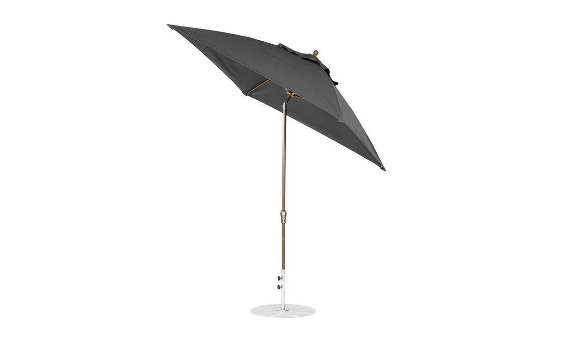 Ledge Lounger Essential Umbrella 7.5' Octagon Crank Auto Tilt — Bronze Pole-Classic Ball Finial-R164 Charcoal Grey Fabric