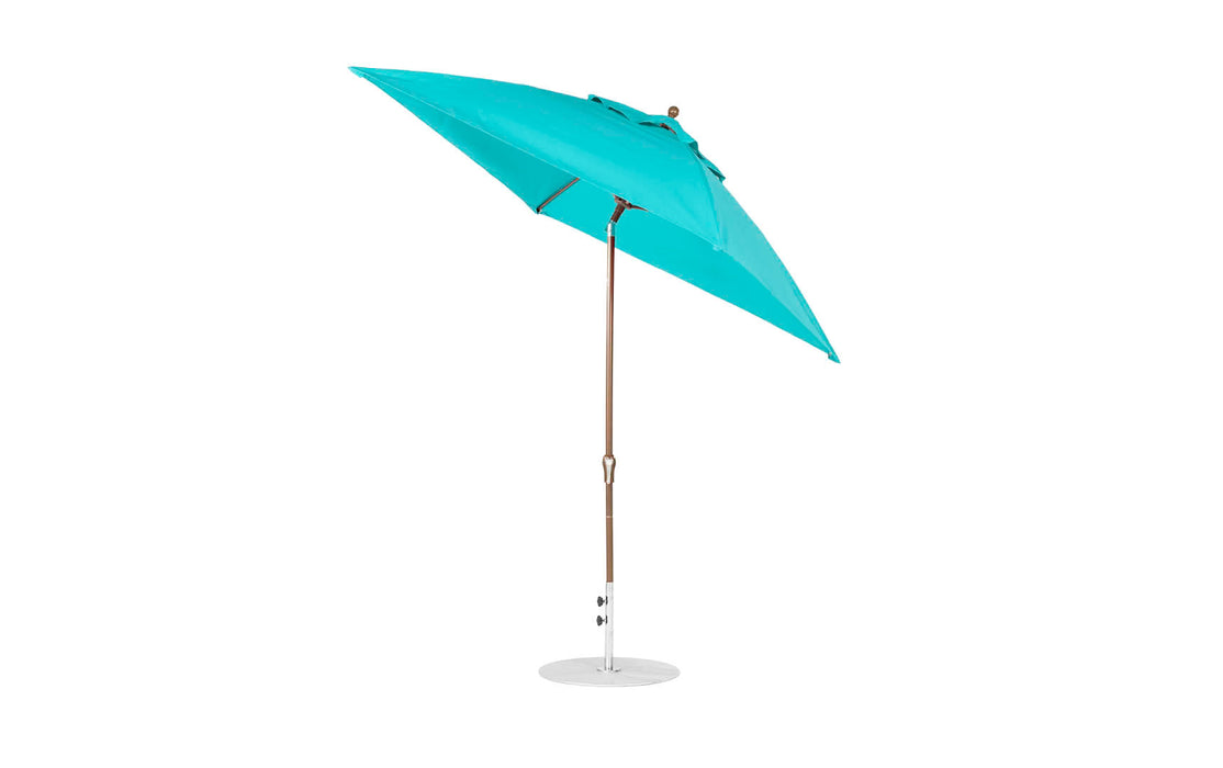 Ledge Lounger Essential Umbrella 7.5' Octagon Crank Auto Tilt — Bronze Pole-Classic Ball Finial-R171 Turquoise Fabric