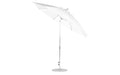 Ledge Lounger Essential Umbrella 11' Octagon Crank Auto Tilt — Silver Pole-Classic Ball Finial-R099 White Fabric