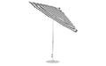 Ledge Lounger Essential Umbrella 11' Octagon Crank Auto Tilt — Silver Pole-Classic Ball Finial-R017 Black Stripe Fabric