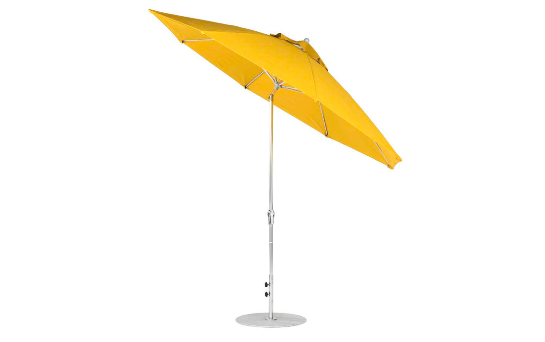 Ledge Lounger Essential Umbrella 11' Octagon Crank Auto Tilt — Silver Pole-Classic Ball Finial-R554 Sunflower Yellow Fabric