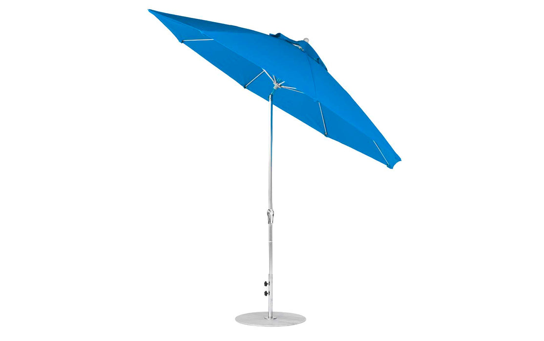 Ledge Lounger Essential Umbrella 11' Octagon Crank Auto Tilt — Silver Pole-Classic Ball Finial-R172 Pacific Blue Fabric