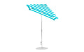 Ledge Lounger Essential Umbrella 6.5' Square Crank Auto Tilt — Silver Pole-Classic Ball Finial-R011 Turquoise Stripe Fabric