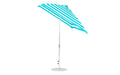 Ledge Lounger Essential Umbrella 7.5' Square Version 2 Crank Auto Tilt — Silver Pole-Classic Ball Finial-R011 Turquoise Stripe Fabric
