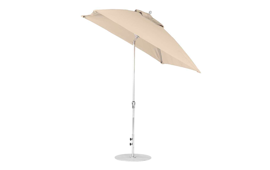 Ledge Lounger Essential Umbrella 7.5' Square Version 2 Crank Auto Tilt — Silver Pole-Classic Ball Finial-R126 Linen Fabric