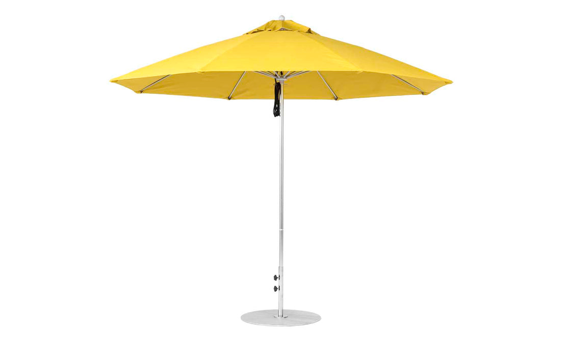 Ledge Lounger Essential Umbrella 11' Octagon Pulley — Silver Pole-Classic Ball Finial-R554 Sunflower Yellow Fabric
