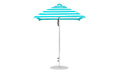 Ledge Lounger Essential Umbrella 6.5' Square Pulley — Silver Pole-Classic Ball Finial-R011 Turquoise Stripe Fabric
