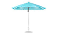 Ledge Lounger Essential Umbrella 11' Octagon Pulley — Silver Pole-Classic Ball Finial-R011 Turquoise Stripe Fabric