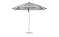 Ledge Lounger Essential Umbrella 11' Octagon Pulley — Silver Pole-Classic Ball Finial-R017 Black Stripe Fabric
