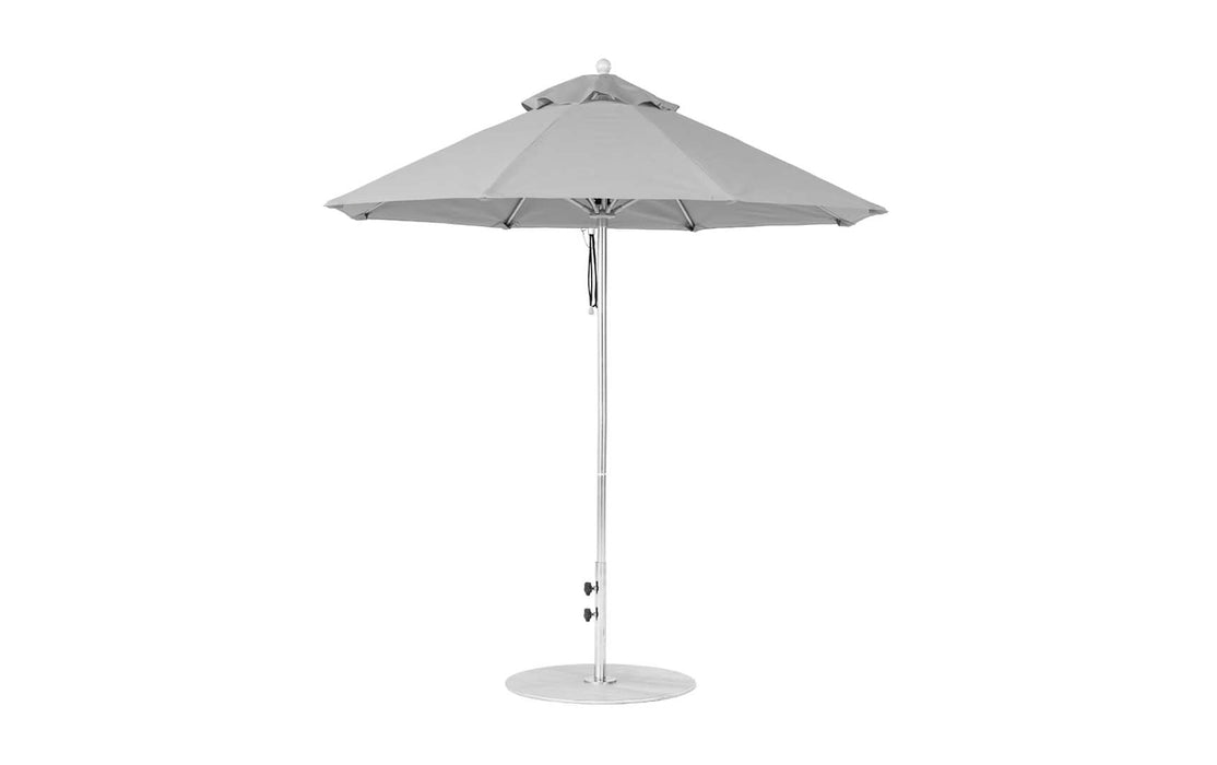 Ledge Lounger Essential Umbrella 7.5' Octagon Pulley — Silver Pole-Classic Ball Finial-R138 Cadet Grey Fabric