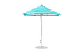 Ledge Lounger Essential Umbrella 7.5' Octagon Pulley — Silver Pole-Classic Ball Finial-R011 Turquoise Stripe Fabric