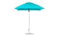 Ledge Lounger Essential Umbrella 7.5' Square Version 2 Pulley — Silver Pole-Classic Ball Finial-R171 Turquoise Fabric