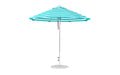 Ledge Lounger Essential Umbrella 9' Octagon Pulley — Silver Pole-Classic Ball Finial-R011 Turquoise Stripe Fabric