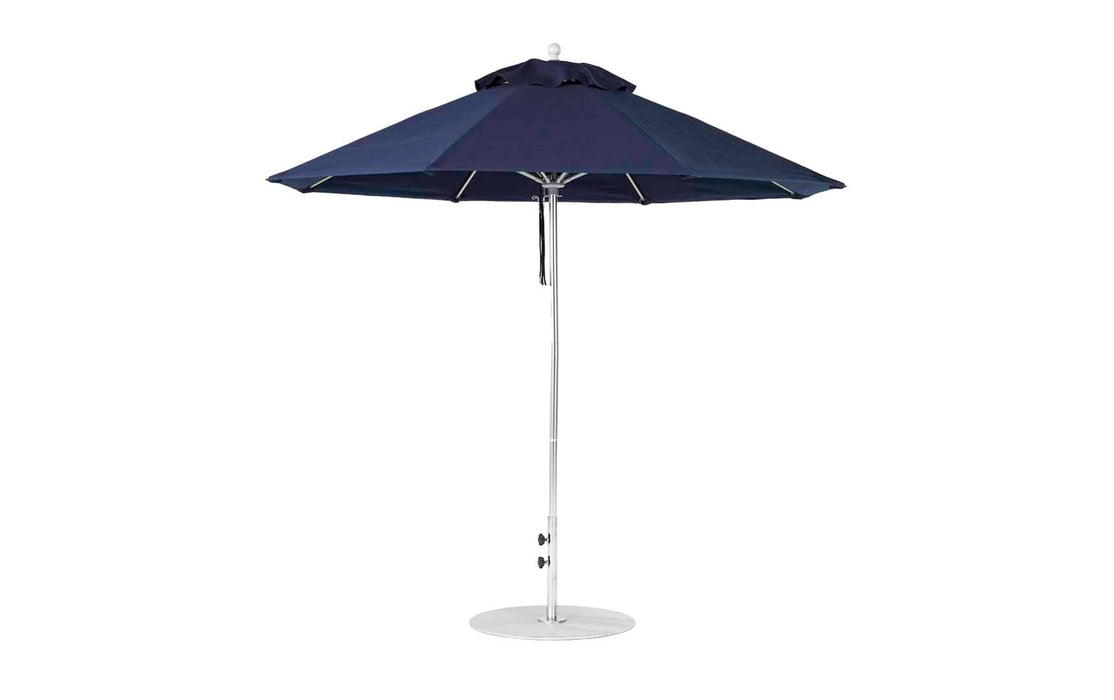Ledge Lounger Essential Umbrella 9' Octagon Pulley — Silver Pole-Classic Ball Finial-R175 Captain Navy Fabric
