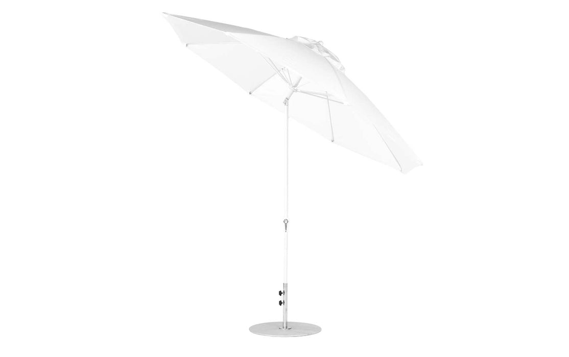 Ledge Lounger Essential Umbrella 11' Octagon Crank Auto Tilt — White Pole-Classic Ball Finial-R099 White Fabric
