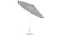 Ledge Lounger Essential Umbrella 11' Octagon Crank Auto Tilt — White Pole-Classic Ball Finial-R017 Black Stripe Fabric