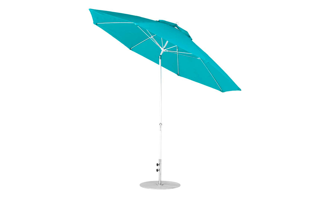 Ledge Lounger Essential Umbrella 11' Octagon Crank Auto Tilt — White Pole-Classic Ball Finial-R171 Turquoise Fabric