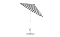 Ledge Lounger Essential Umbrella 7.5' Octagon Crank Auto Tilt — White Pole-Classic Ball Finial-R017 Black Stripe Fabric
