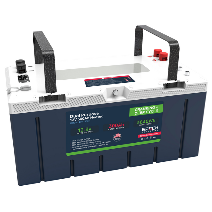 Epoch 12V 300Ah Pro Series LiFePO4 battery — size comparison