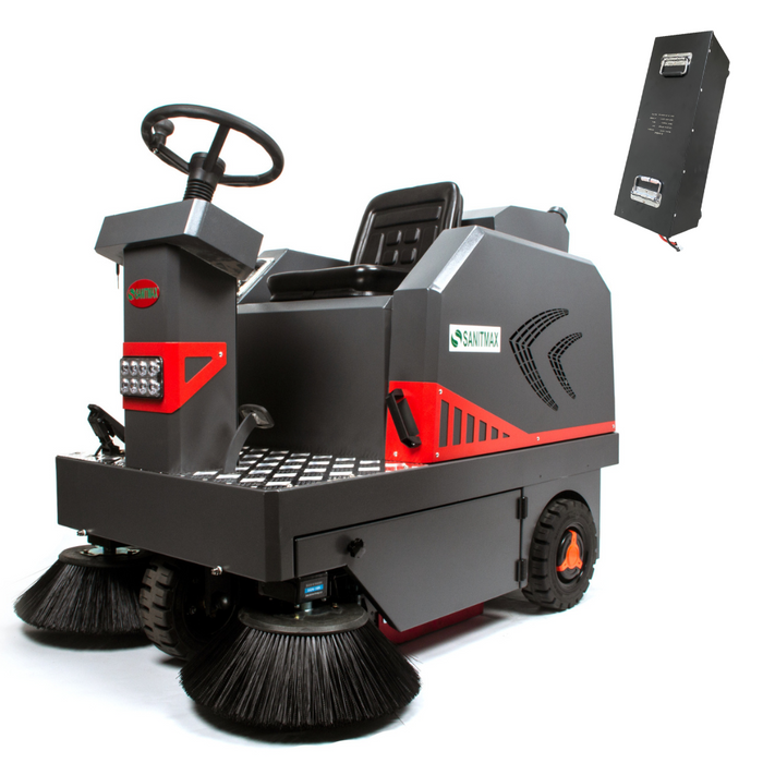 SANITMAX 49" Ride-on Industrial Floor Sweeper SM1250+,  69000 Sqft/h, 3.5 hr Fast Charging Lithium Battery - Main Product...