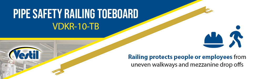 Vestil VDKR-10-TB steel toe board for pipe safety railing feature overview 1