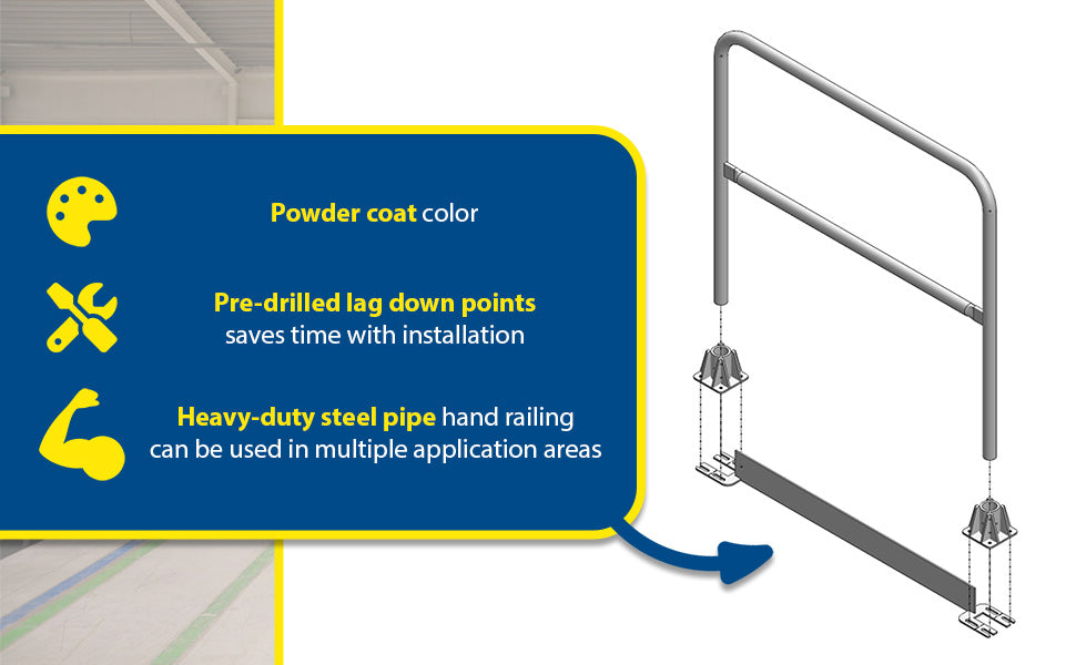 Vestil VDKR-10-TB steel toe board for pipe safety railing feature overview 2