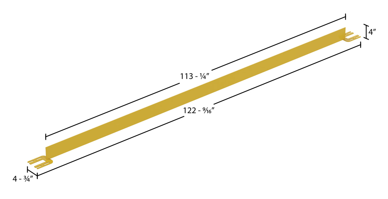 Vestil VDKR-10-TB steel toe board for pipe safety railing dimensions diagram