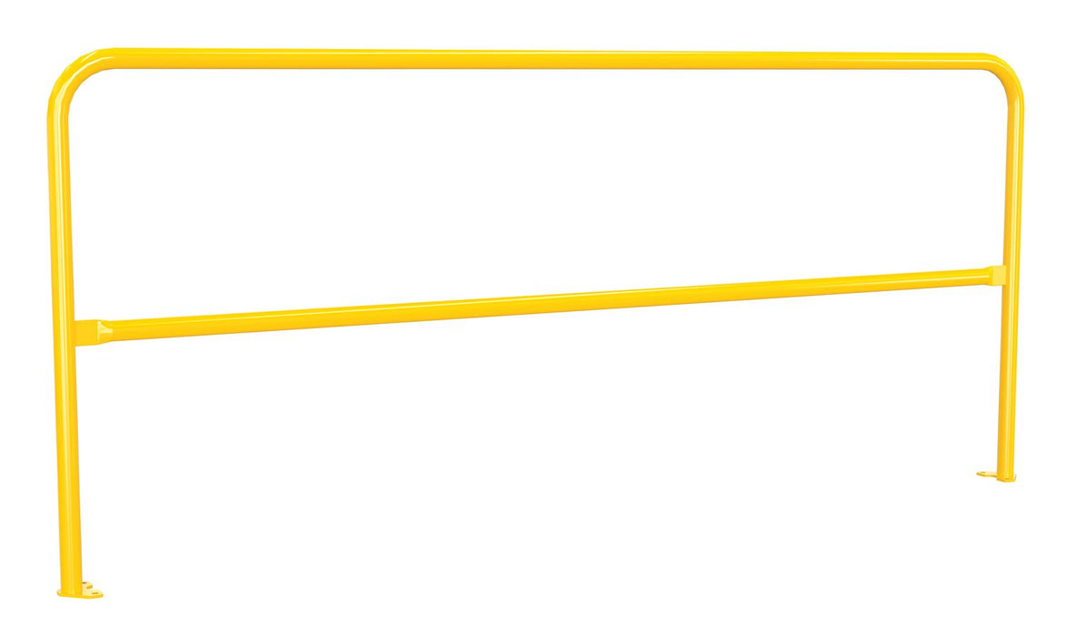Vestil VDKR-8-BP-YL Steel Pipe Safety Railing with Welded Baseplate 8 ft. Length Yellow