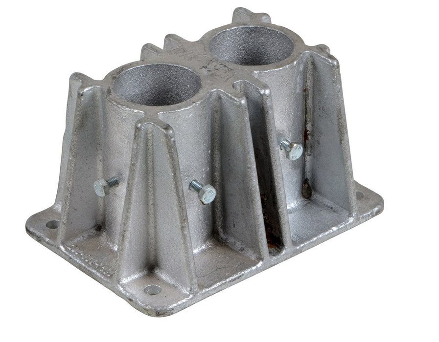 Vestil VDKR-P102 Cast Steel Double Socket For Pipe Safety Railing Silver