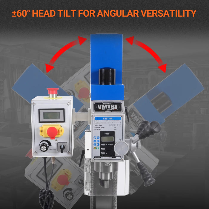 6"x20'' Benchtop Mill Drill Machine, Variable Speed, R8 Spindle, 1 HP, — lifestyle view