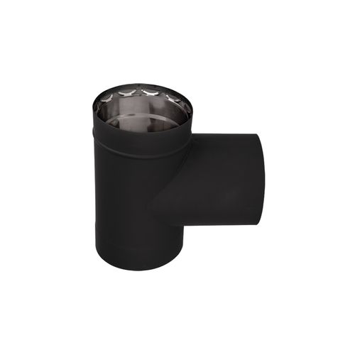 Drolet 6" Vortex Double Wall Tee With Cap double wall stove pipe - front view