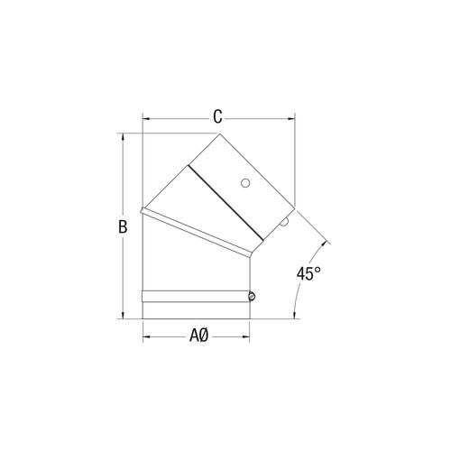 Drolet 3" X 45° Pellet Elbow (Unpainted) pellet vent pipe - side angle