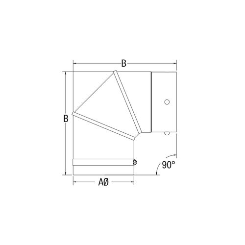 Drolet 4" X 90° Pellet Elbow (Unpainted) pellet vent pipe - side angle
