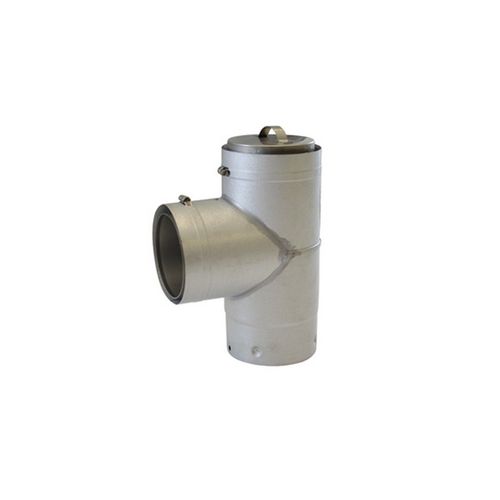 Drolet 3" Pellet Tee With Cap (Unpainted) pellet vent pipe - front view