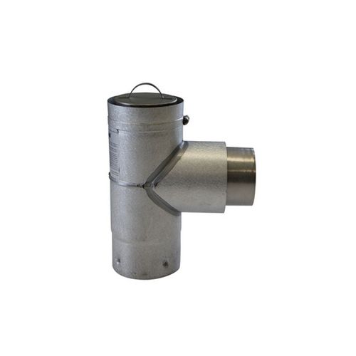 Drolet 3" Pellet Stove Adapter Tee With Cap (Unpainted) pellet vent pipe - front view