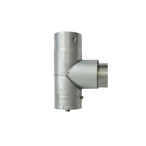 Drolet 4" To 3" Pellet Stove Tee And Cap Adapter (Unpainted) maintenance product - front view