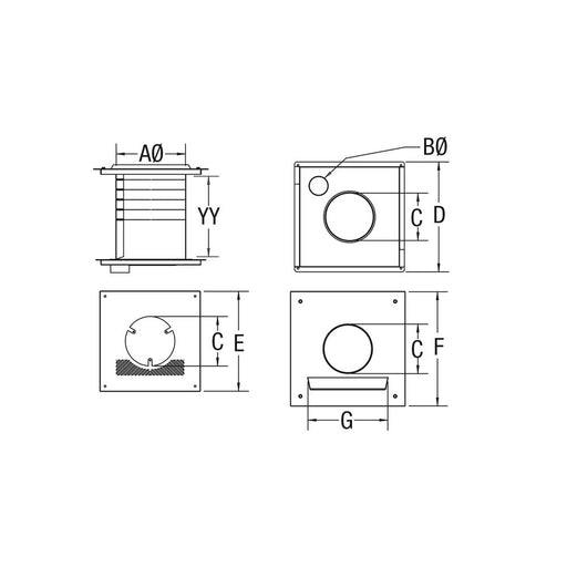 Drolet 3" Black Pellet Vent Wall Pass-Thru with Fresh Air Intake VOP0262