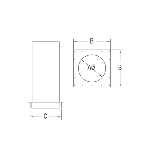 Drolet 3" Pellet Vent Attic Insulation Shield VOP0300 – dimensions diagram