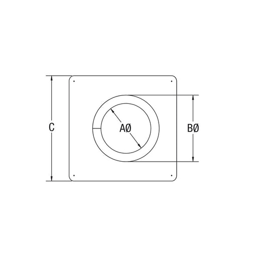 Drolet 3" Pellet Vent Roof Flashing (0/12 - 6/12 Pitch) VOP0340 – dimensions diagram