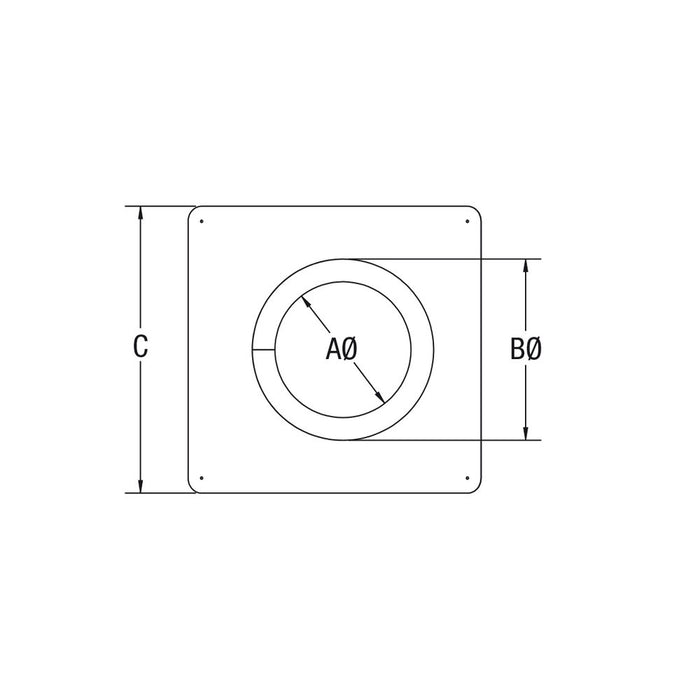 Drolet 3" Pellet Vent Roof Flashing (0/12 - 6/12 Pitch) VOP0340 – dimensions diagram