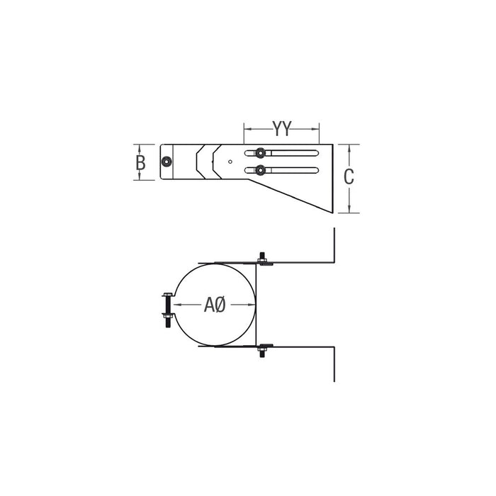 Drolet Vortex 4" Pellet Vent Wall Support VOP0385 – dimensions diagram