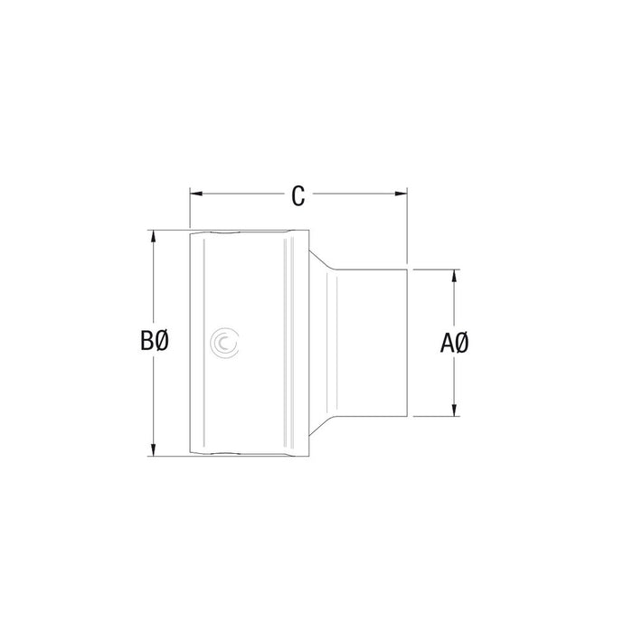 Drolet 3" to 4" Black Pellet Vent Increaser VOP5152 – dimensions diagram
