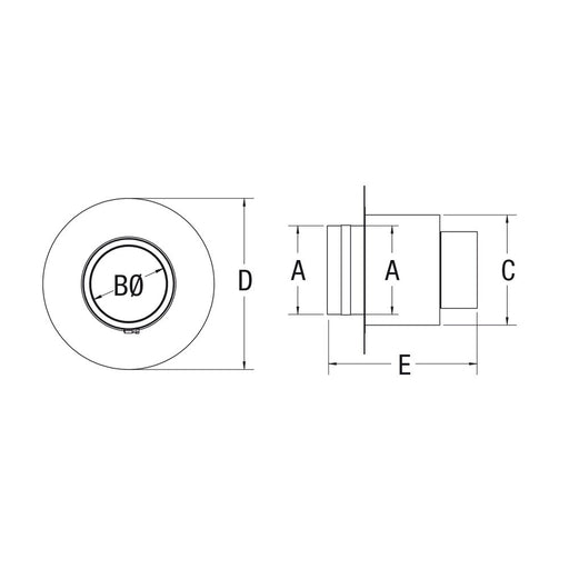 Drolet 4" Pellet Vent Adapter to 6" Masonry Chimney VOP5153 – dimensions diagram
